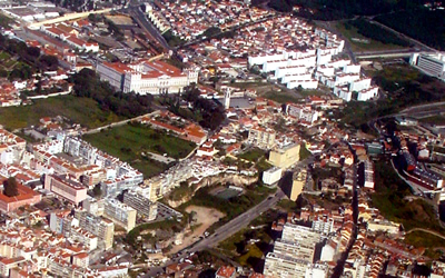 Lissabon Luftaufnahme Flugzeug Stadt